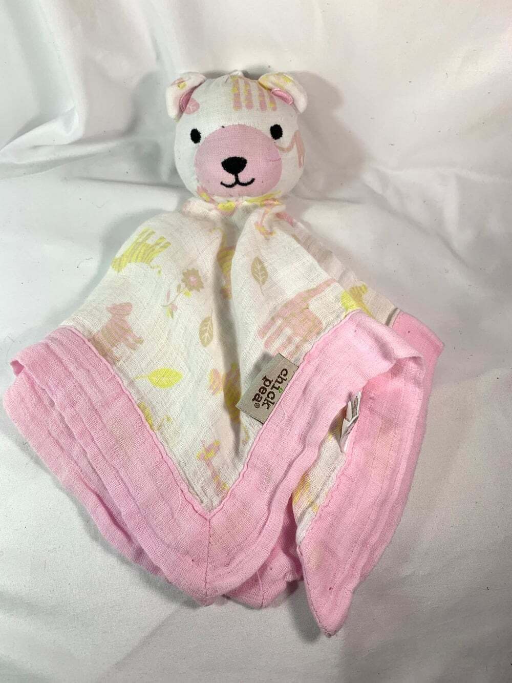 Chickpea Pink and White bear lovey